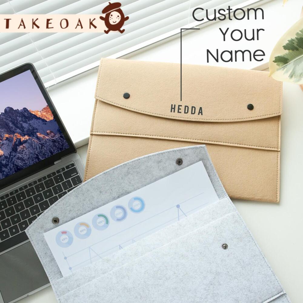 Laptop Accessories Name - Custom Name Felt Document Folder Snap