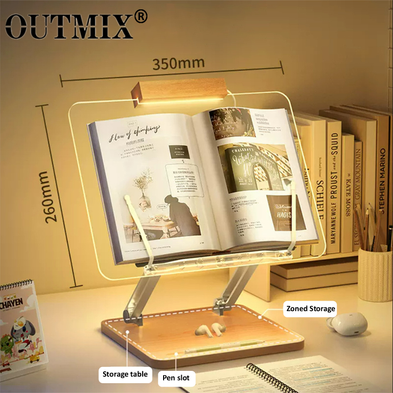 Laptop Office Accessories - Wooden Reading Stand with Light Transparent