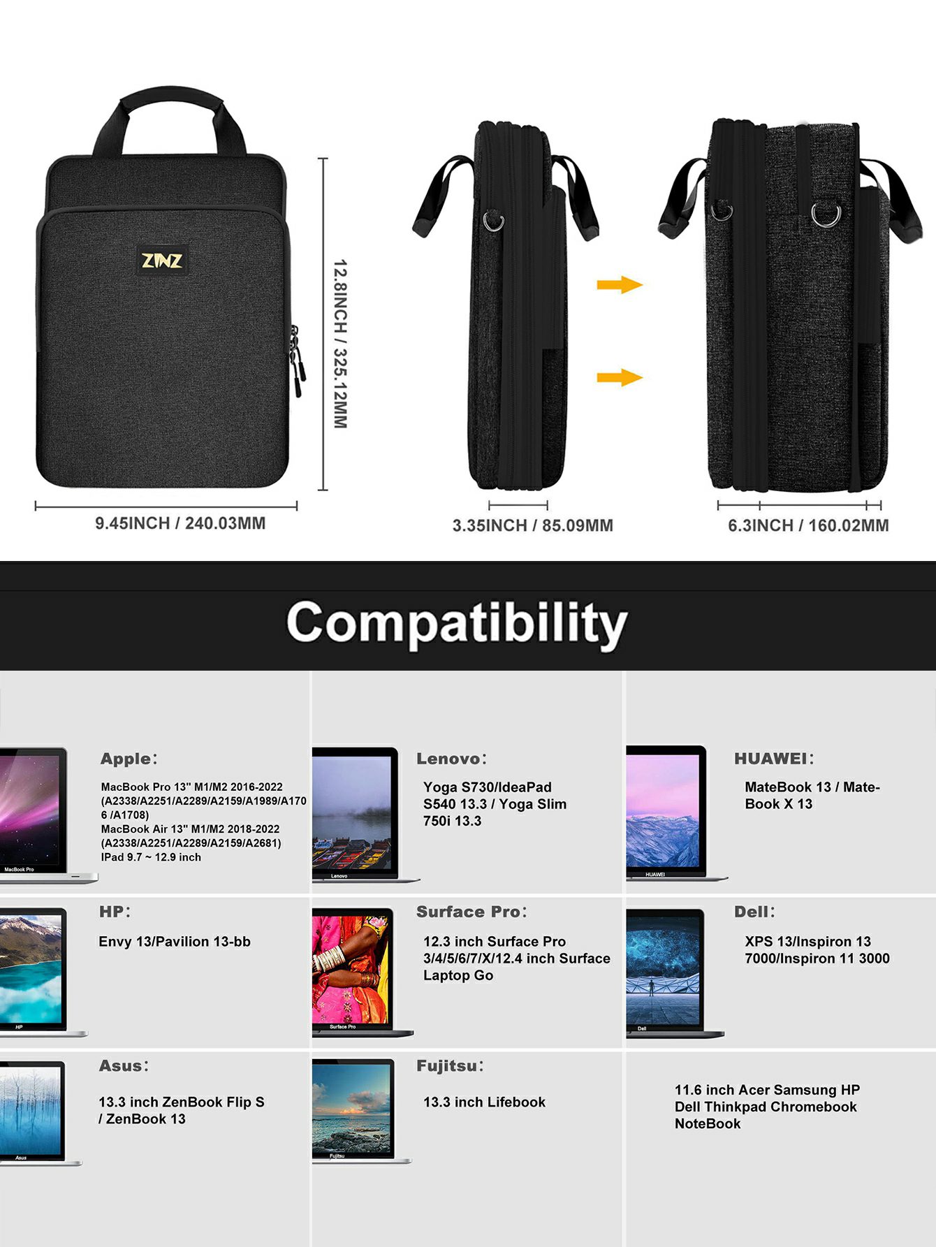 12.9-13 inch Laptop Shoulder B - Laptop Accessories Travel Case 评论和价格