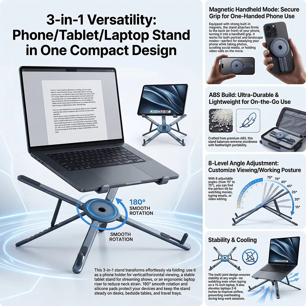 Portable Magnetic Phone Holder - Laptop Office Accessories 评论和价格